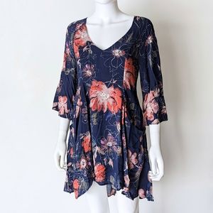 Free People Flutter Sleeve Floral Mini Dress
